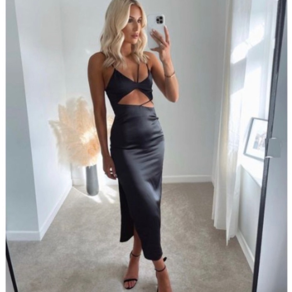 Zara cut out satin dress - bloggers favorite!